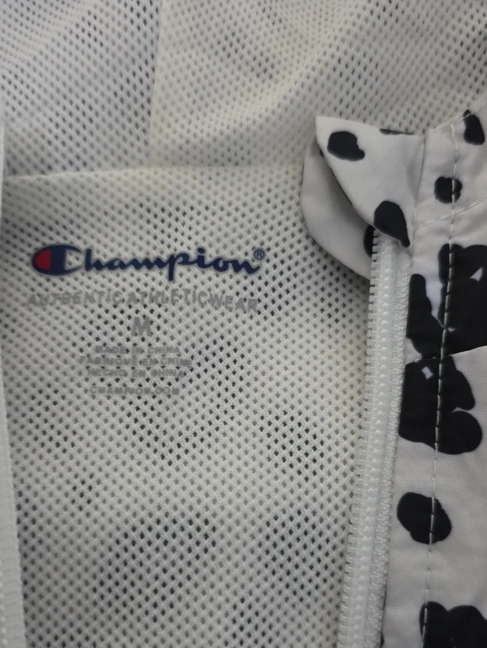 Champion Kids Leopard Print Hooded Windbreaker - White & Black